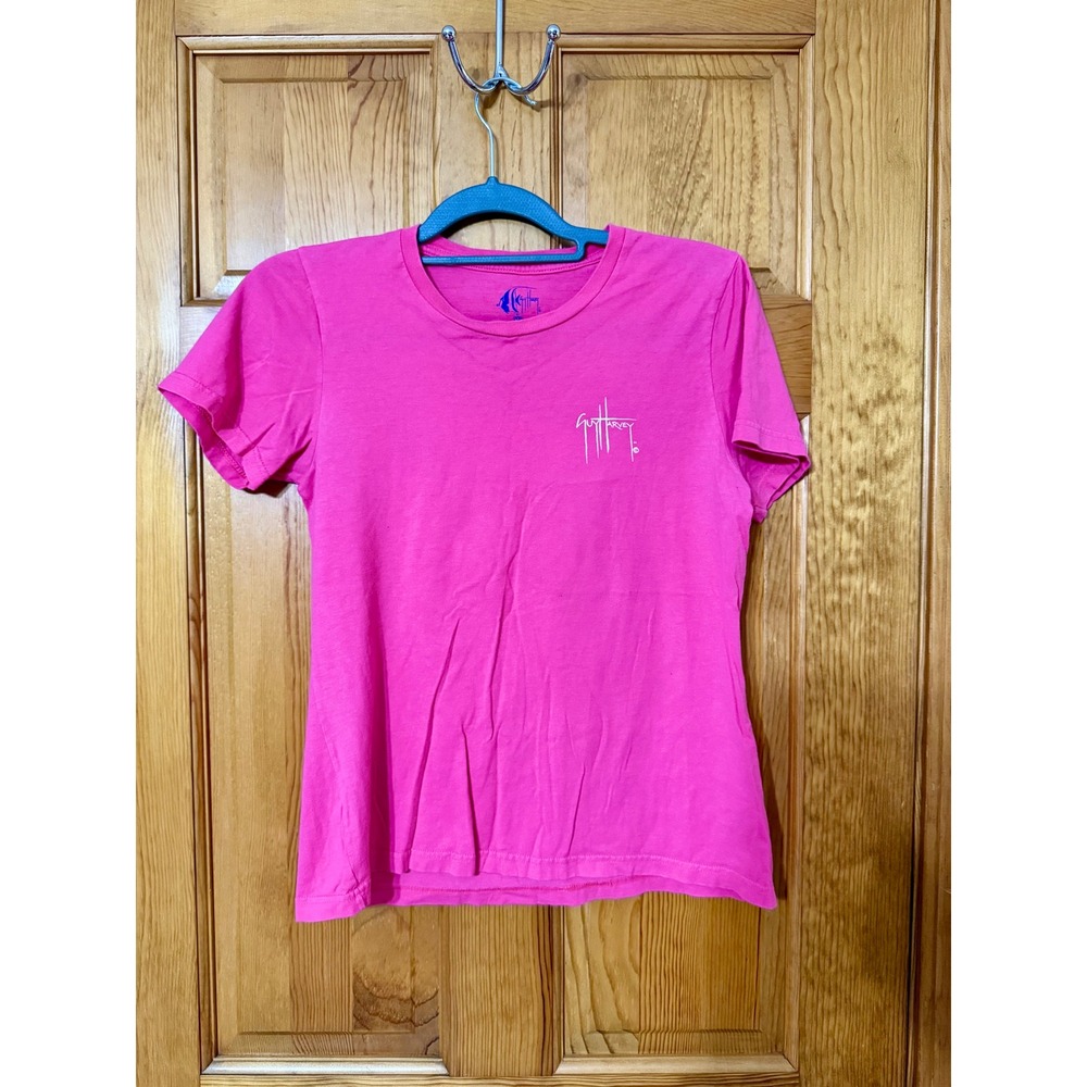 Guy Harvey Pink Marlin Graphic T-Shirt Crew Neck Short Sleeve Women's